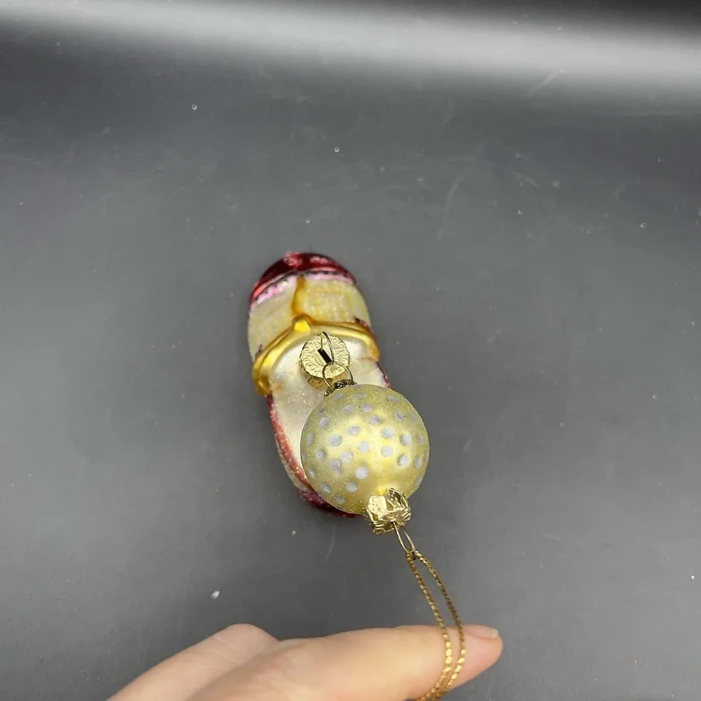 Blown Glass Golf Shoe Club Bag & Ball Ornaments Christmas Set of 3 - 1 Repair